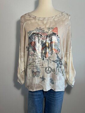 Zoe Valentini Boho flowy top will fit med or large